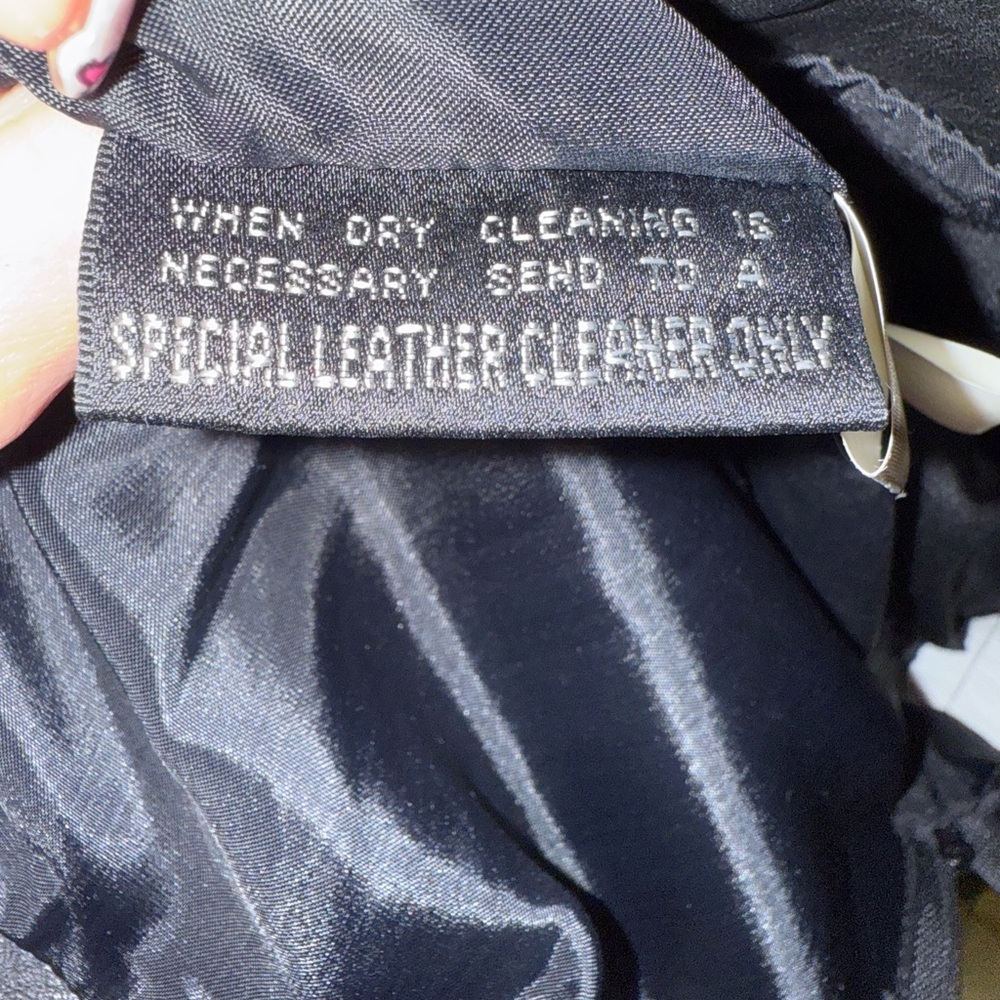Vintage‎ CHIA Black Leather Pencil Skirt Biker Racing Stripe Y2K Size 10 - Picture 10 of 11